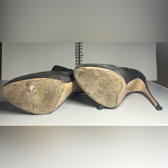 SERGIO ROSSI DARK GREY SUEDE BOOTIES STILETTO HEEL 8.5 - Picture 4 of 4